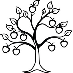 Fruit Growing on Abstract Tree Illustration Isolated on White Background

