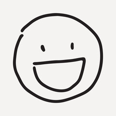 Minimalist smiley face doodle with bold black lines, element vector