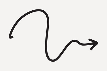 Playful hand-drawn black arrow on a light, element vector