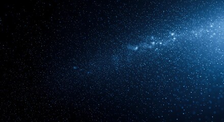 Blue Glowing Particle Lights in Dark Abstract Space Background