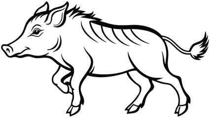 Fototapeta premium Vector Illustration of a Wild Boar Charging Forward with Dynamic Energy and Fierce Expression