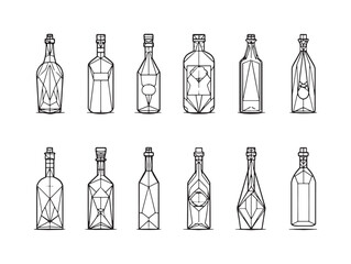 Fototapeta premium Modern Stained Glass Bottle Icons