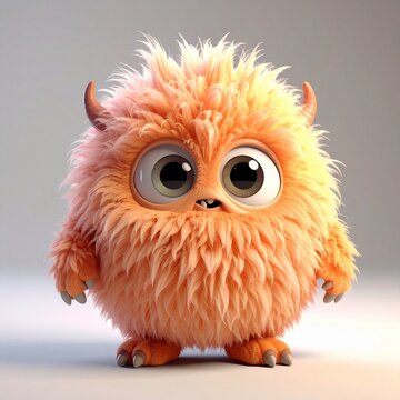 funny 3d little monster with cute expression