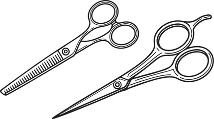 Barber Scissors Vector – Vintage Hair Cutting Tools Illustration