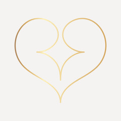 Elegant gold heart line art, hand drawn vector