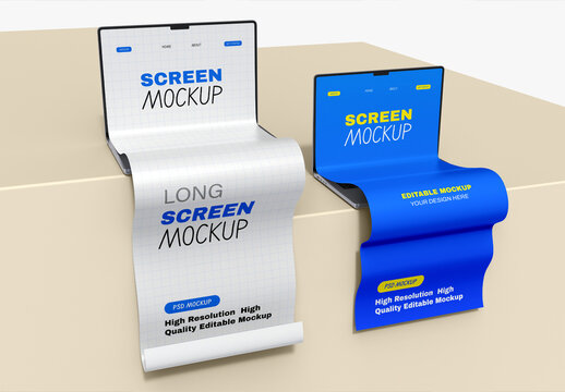 Laptop Long Screen Scroll Mockup