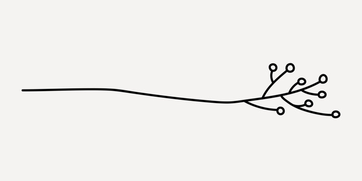 Minimalist branching line art, hand drawn vector
