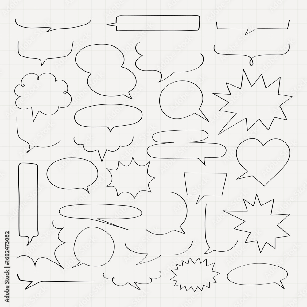 Poster collection of speech bubbles in various shapes. speech bubbles for comics, speech bubbles for dialog