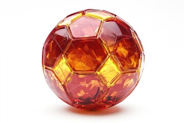 Naklejka premium A translucent, honeycombed soccer ball, vibrant orange/amber