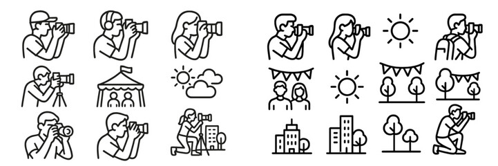 Photography enthusiasts capturing moments at various outdoor events and settings under bright daylight hours