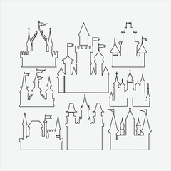 Obraz premium Minimalist Fairytale Castle Outline Collection 