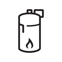 Fototapeta premium Simple Gas Cylinder and Flame Line Art Icon for Heating and Fuel