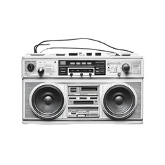 Fototapeta premium Retro boombox, grayscale, front view