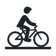 Obraz premium Black silhouette of person cycling on bicycle icon