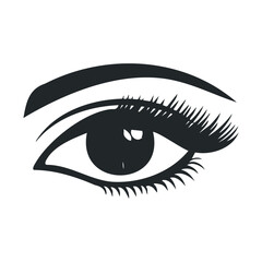Monochrome eye drawing with detailed eyelashes and eyebrow illustration