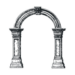 Antique stone archway with ornate columns and intricate carvings