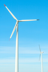 Wind turbines. Wind generator. Renewable energy sources. Environmental protection. Respect for the...