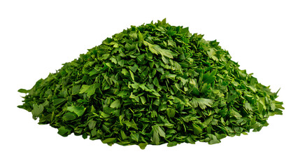 Obraz premium Pile of chopped fresh parsley isolated on transparent background