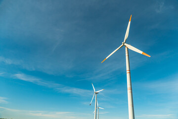 Wind turbines. Wind generator. Renewable energy sources. Environmental protection. Respect for the...