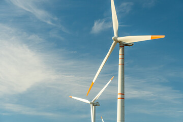 Wind turbines. Wind generator. Renewable energy sources. Environmental protection. Respect for the...