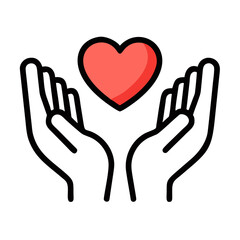 Obraz premium Hands offering heart in black and white line style