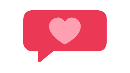 Heart in speech bubble flat icon in red and pink