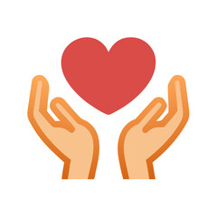 Obraz premium Hands holding red heart in flat graphic design