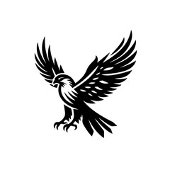 Obraz premium Majestic Black Falcon in Flight Silhouette.