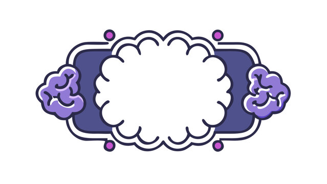 Purple rectangular cartoon speech frame with decorative corners