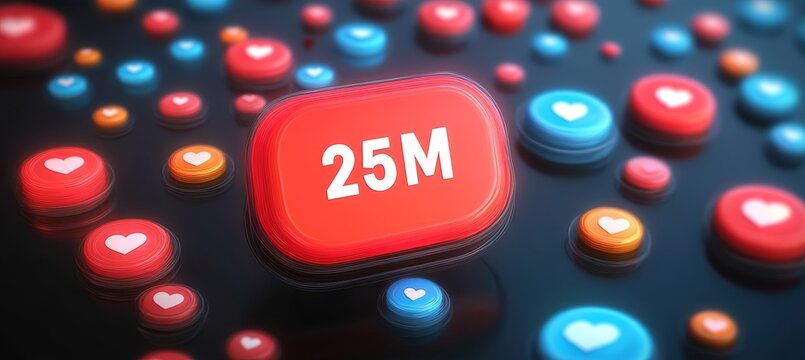Colorful Pop Art Illustration Celebrating 25 Million Social Media Notifications and Engagement