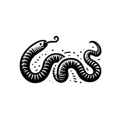 Naklejka premium Stylized Black and White Serpent Illustration.