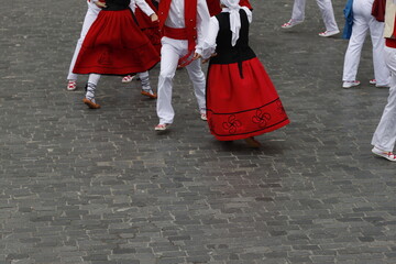 Basque dance folk performance in an outdoor festival
