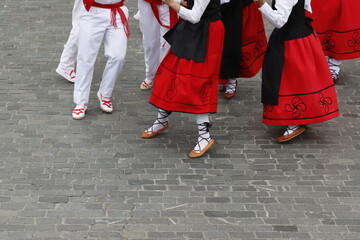 Basque folk dance festival in the street