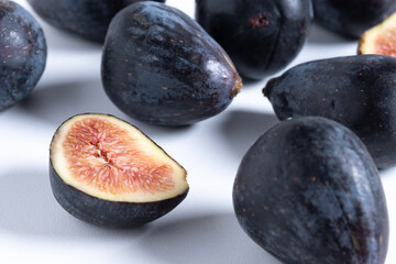 Fresh Ripe Figs on white background