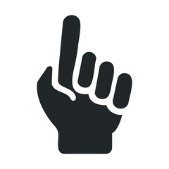 Obraz premium Hand gesture icon: index finger pointing upward in black and white silhouette