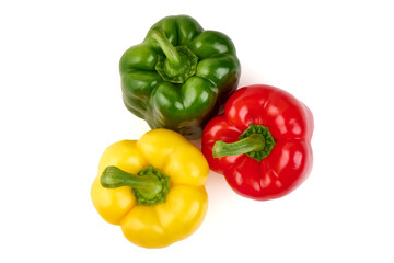 Bell Peppers, Yellow, Red, isolated on white background