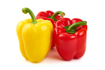 Bell Peppers, Yellow, Red, isolated on white background
