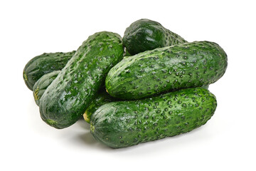 Green Cucumbers Stack, isolated on white background