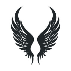 Obraz premium Black angel wings tattoo design silhouette on white background