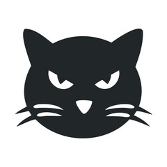 Minimalist black cat icon with expressive eyes