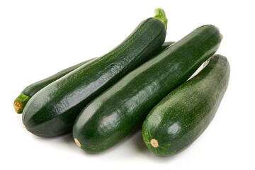 Fresh Green Zucchini Squash, isolated on white background.