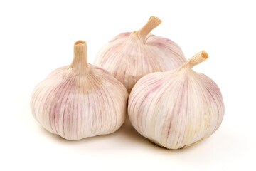 Three Garlic Bulbs, isolated on white background