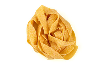 Pappardelle Pasta Noodle, isolated on white background