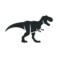 Obraz premium Silhouette of t-rex dinosaur roaring in profile on white background