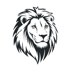 Majestic lion head illustration in black and white