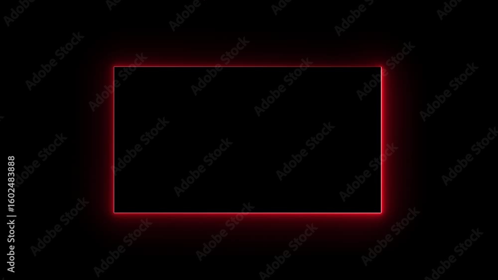Poster red effect neon glowing frame background. repetitive motion animation and flashing. bright neon ligh