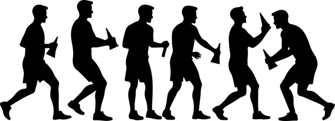 American Football Silhouette Bundle – Team Celebration and Action Poses