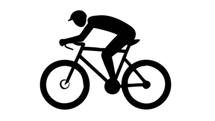Naklejka premium Cyclist Silhouette on Bicycle: Dynamic silhouette of a cyclist powerfully pedaling on a bicycle. Demonstrating dedication and endurance in action.