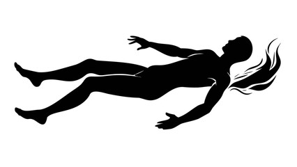 Tranquility and Weightlessness: Silhouette of a person floating serenely, embodying weightlessness and peace. The figure drifts effortlessly, inviting contemplation.
