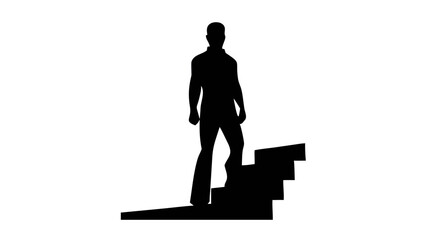 Ascending to Success: A silhouette of a determined individual ascends a staircase, symbolizing ambition, progress, and overcoming challenges.